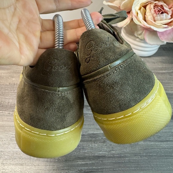 Goodman Modern London Edge Olive Green Leather Suede Snekers Mens 8 - Picture 4 of 12